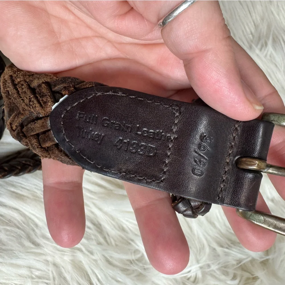 Full Grain Leather Braided Belt Men’s 36 Made in Turkey